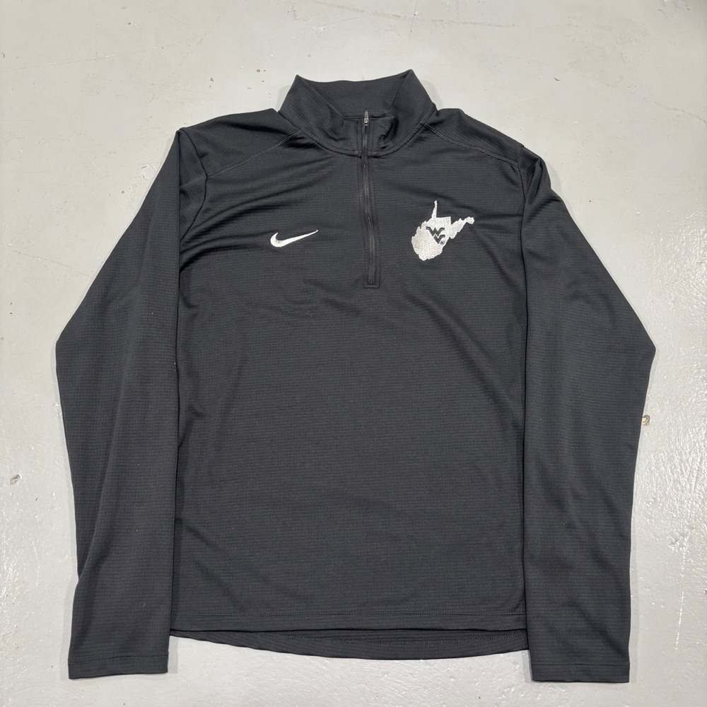 Nike West Virginia Mountaineers Dri-FIT Quarter Zip Pullover Gray Mens XL